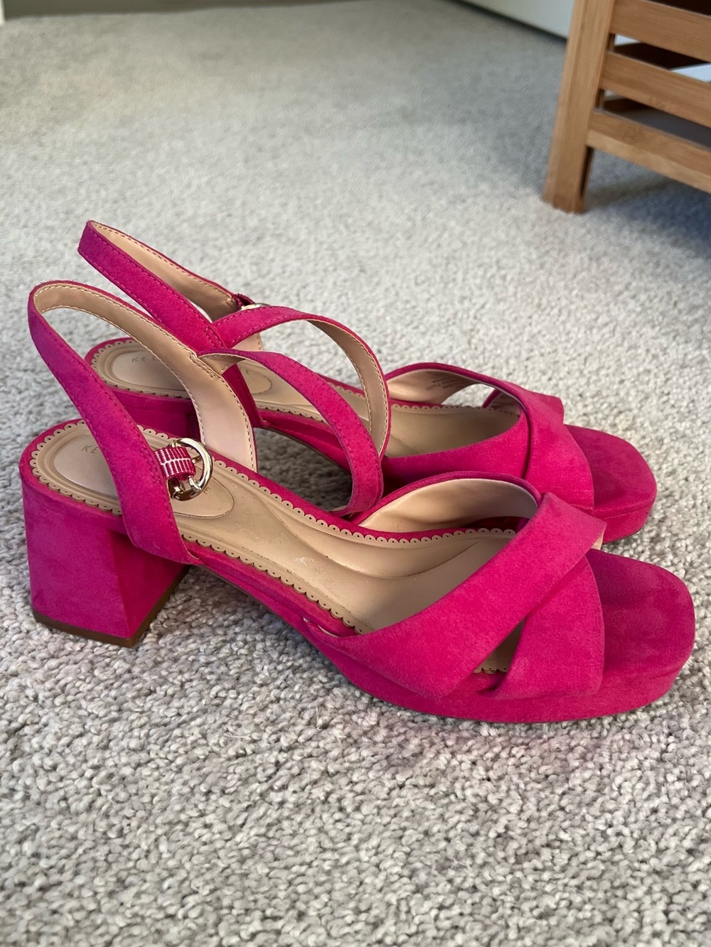 Kelly & Katie Fuchsia Suede Block Heel Slingback Sandals